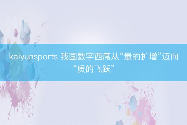 kaiyunsports 我国数字西席从“量的扩增”迈向“质的飞跃”