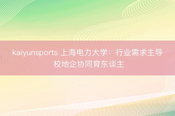 kaiyunsports 上海电力大学:行业需求主导 校地企协同育东谈主