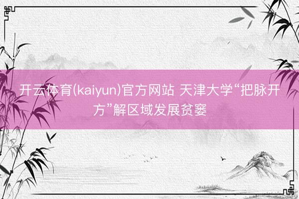 开云体育(kaiyun)官方网站 天津大学“把脉开方”解区域发展贫窭