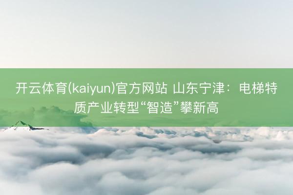 开云体育(kaiyun)官方网站 山东宁津：电梯特质产业转型“智造”攀新高