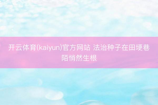 开云体育(kaiyun)官方网站 法治种子在田埂巷陌悄然生根