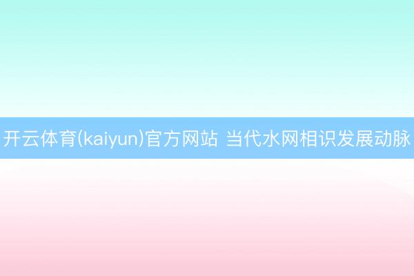 开云体育(kaiyun)官方网站 当代水网相识发展动脉