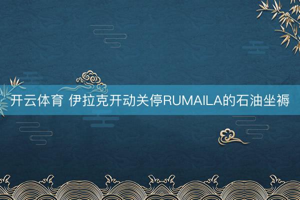 开云体育 伊拉克开动关停RUMAILA的石油坐褥