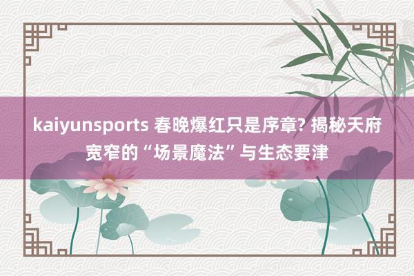 kaiyunsports 春晚爆红只是序章? 揭秘天府宽窄的“场景魔法”与生态要津