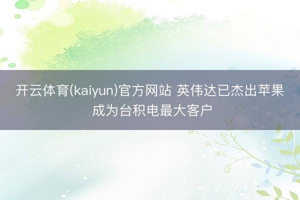 开云体育(kaiyun)官方网站 英伟达已杰出苹果 成为台积电最大客户