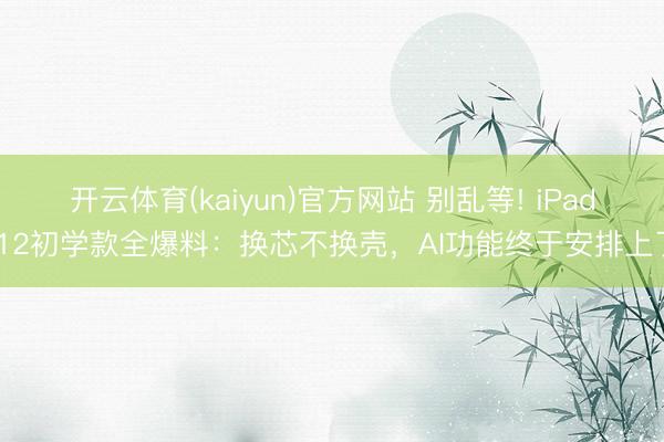 开云体育(kaiyun)官方网站 别乱等! iPad 12初学款全爆料：换芯不换壳，AI功能终于安排上了