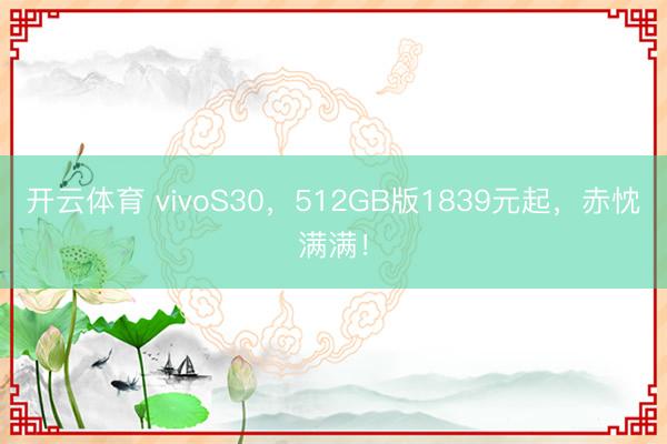 开云体育 vivoS30，512GB版1839元起，赤忱满满！