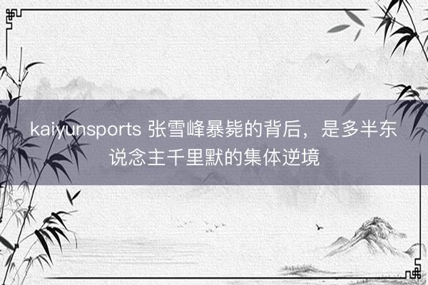 kaiyunsports 张雪峰暴毙的背后,是多半东说念主千里默的集体逆境