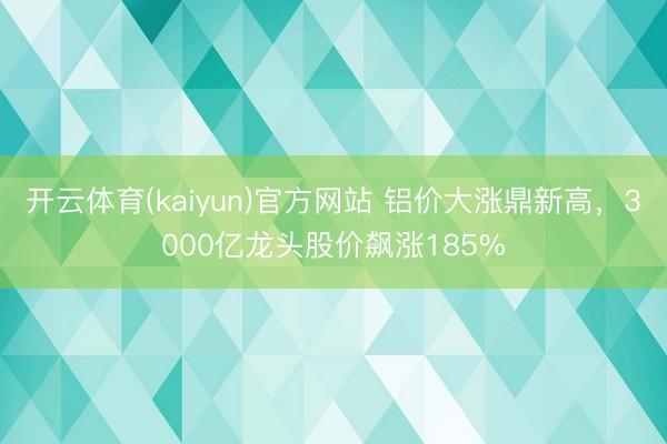 开云体育(kaiyun)官方网站 铝价大涨鼎新高，3000亿龙头股价飙涨185%