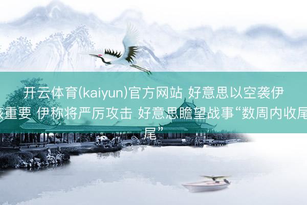 开云体育(kaiyun)官方网站 好意思以空袭伊核重要 伊称将严厉攻击 好意思瞻望战事“数周内收尾”