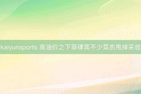 kaiyunsports 高油价之下菲律宾不少菜农甩掉采收