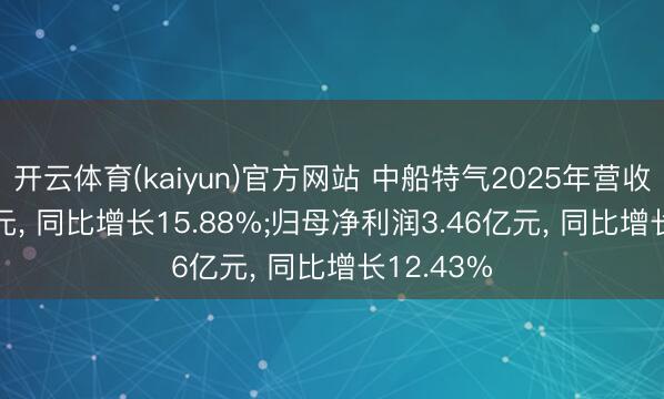 开云体育(kaiyun)官方网站 中船特气2025年营收22.60亿元， 同比增长15.88%;归母净利润3.46亿元， 同比增长12.43%