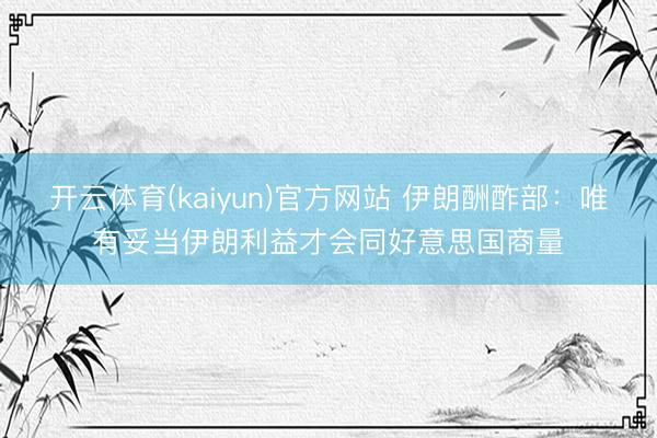 开云体育(kaiyun)官方网站 伊朗酬酢部：唯有妥当伊朗利益才会同好意思国商量